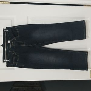 J.Crew Stretch Hipslung Dark Wash Distressed Capri Jeans